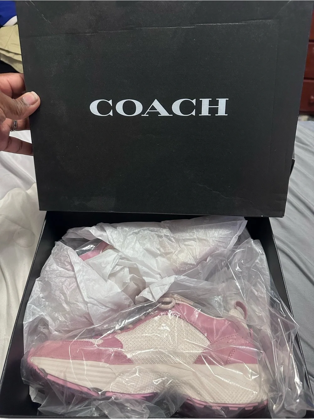 Coach Pink and Cream C275 Sig Tech Sneakers